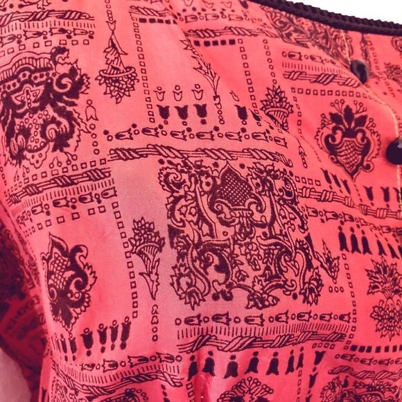 50s Pink Red Dress S Taffeta Romantic Fit and Flare VFG - Picture 7 of 10